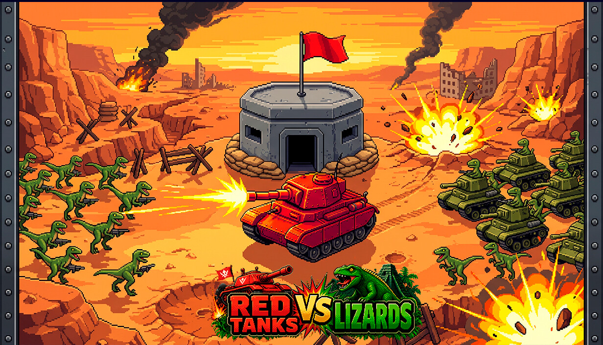 红色坦克vs蜥蜴/Red Tanks vs Lizard