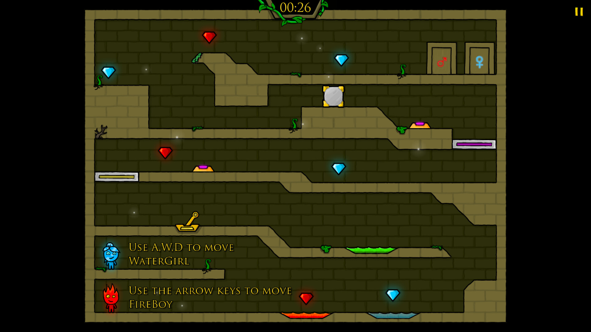图片[2]-火娃与水娃1：森林神殿（Fireboy & Watergirl 1: The Forest Temple）Build.24653010 [中文][0.15G]-极客游戏