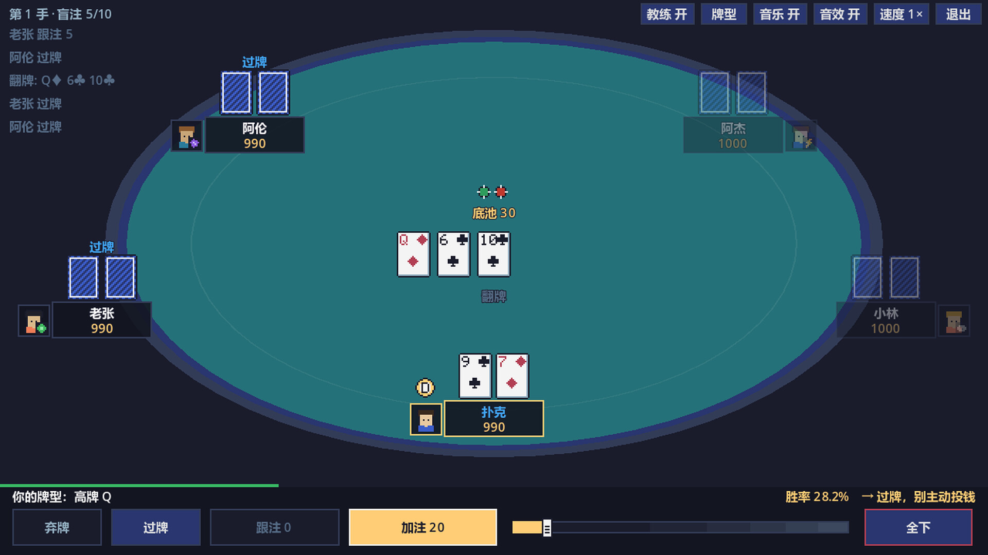 图片[3]-像素德州扑克：教练版（Pixel Hold’em: Poker Coach）Build.25479170 [中文][0.1G]-极客游戏