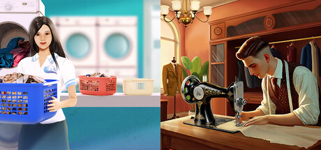 Tailor Simulator & Laundry Store Simulator Bundle